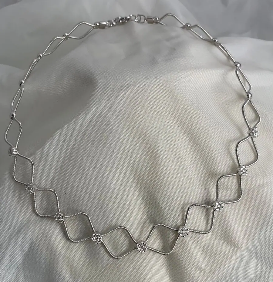 Öro Trend white Gold Diamond NECKLACE WITH LOBSTER CLASP SET WITH DIAMONDS