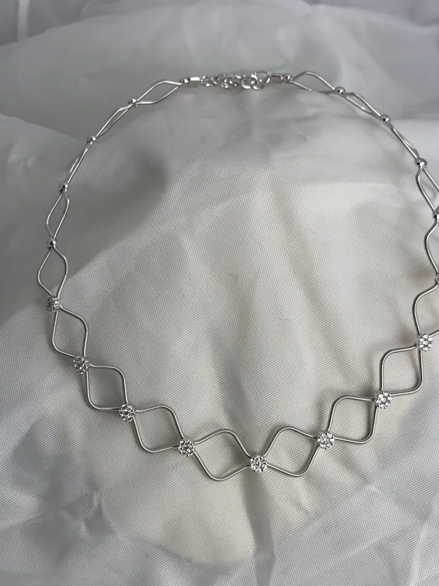 Öro Trend white Gold Diamond NECKLACE WITH LOBSTER CLASP SET WITH DIAMONDS view 3