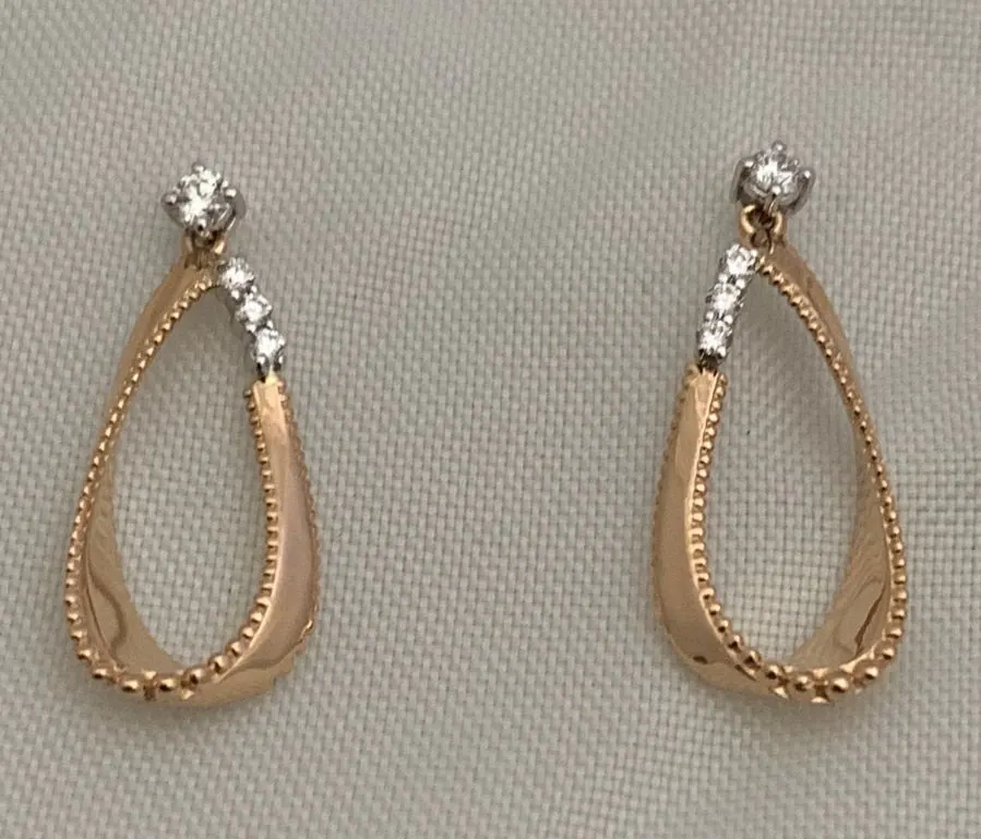 Öro Trend Rose Gold Diamond Earrings with friction backs
