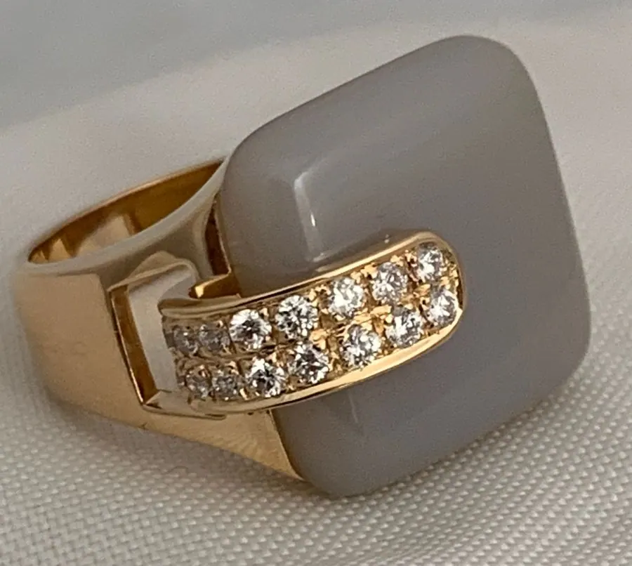 Öro Trend Rose Gold Diamond & Agata Ring