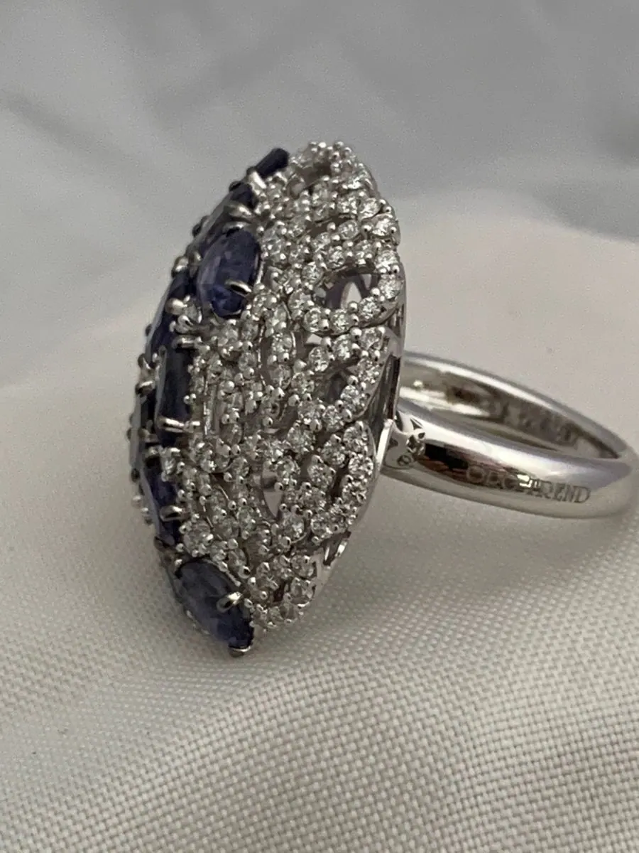 Öro Trend 18k. White Gold Diamond & Iolite Ring view 3