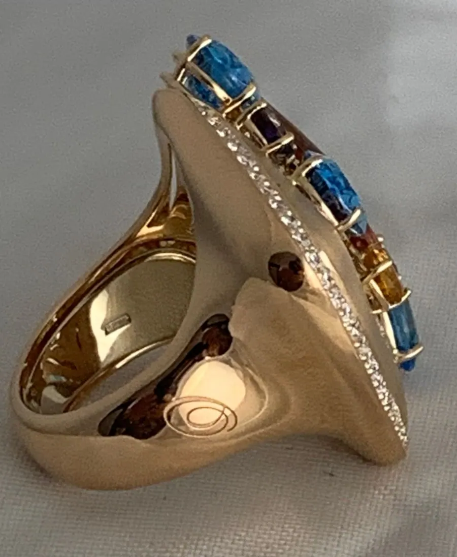 Öro Trend Rose Gold  Diamond / Bule Topaz / Citrine / Tourmalie Ring view 2