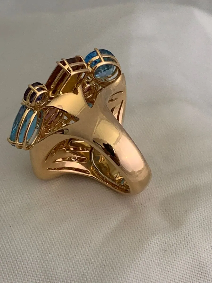 Öro Trend Rose Gold  Diamond / Bule Topaz / Citrine / Tourmalie Ring view 4