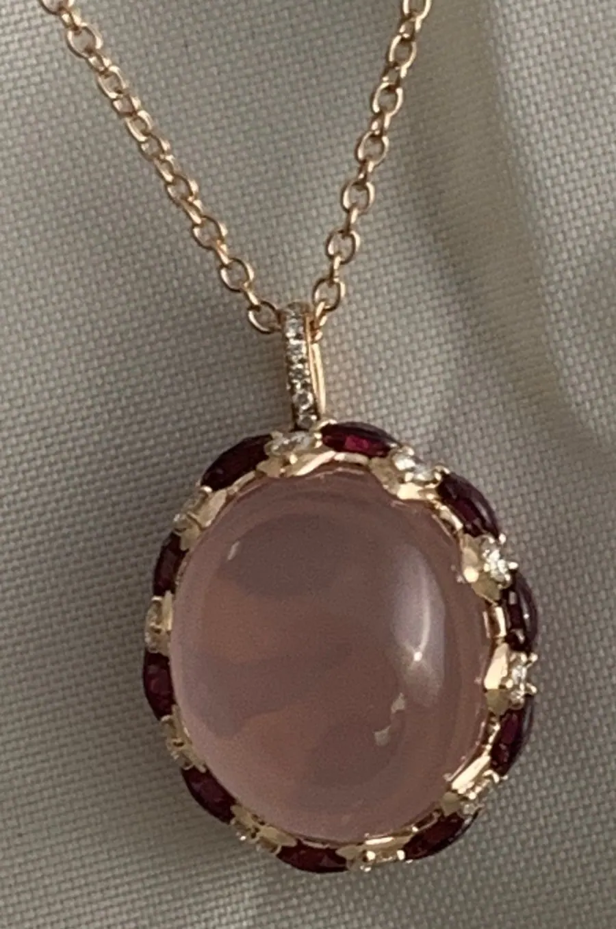 Öro Trend Rose Gold  Diamond / Pink Topaz / Rodolite Pendant view 3