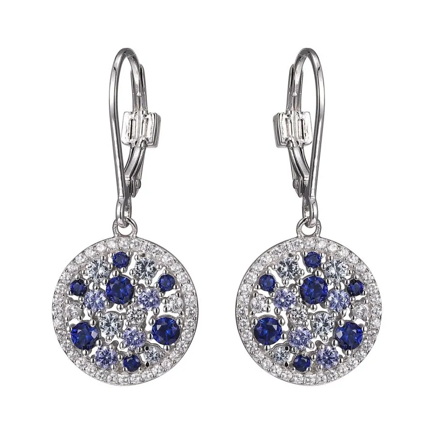ELLE RHOD PLTD EAR BLUE TANZANITE CZ EARRINGS