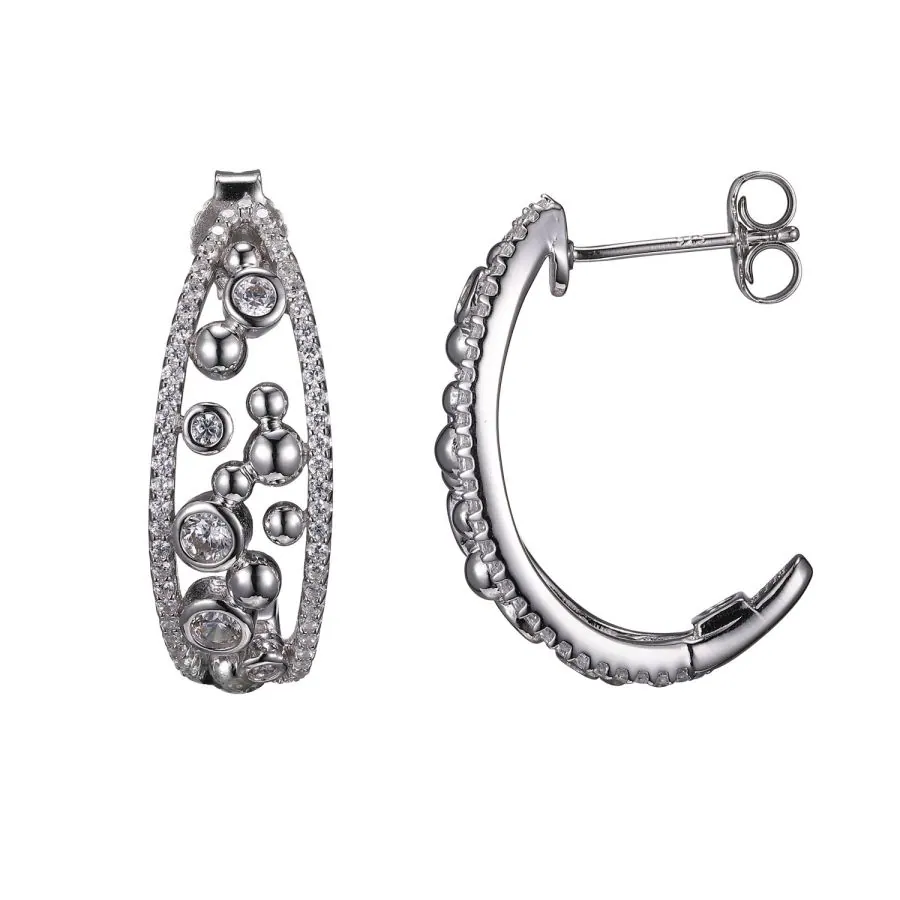 SS RHOD PLTD EAR 3A CZ RD POST(0.8MM) EARRINGS