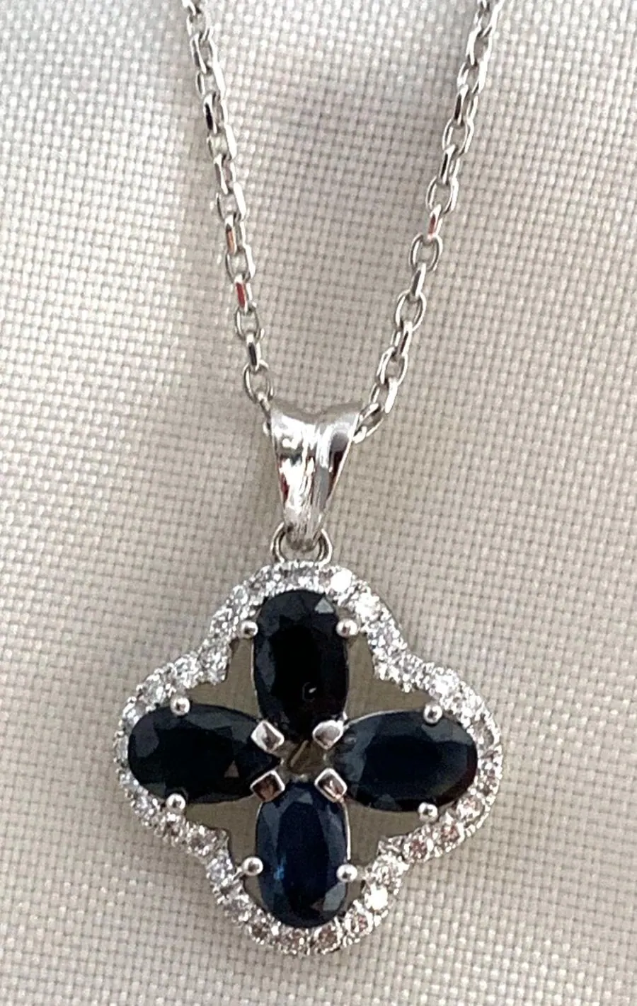 18K W/Gold Diamond & Sapphire Pendant