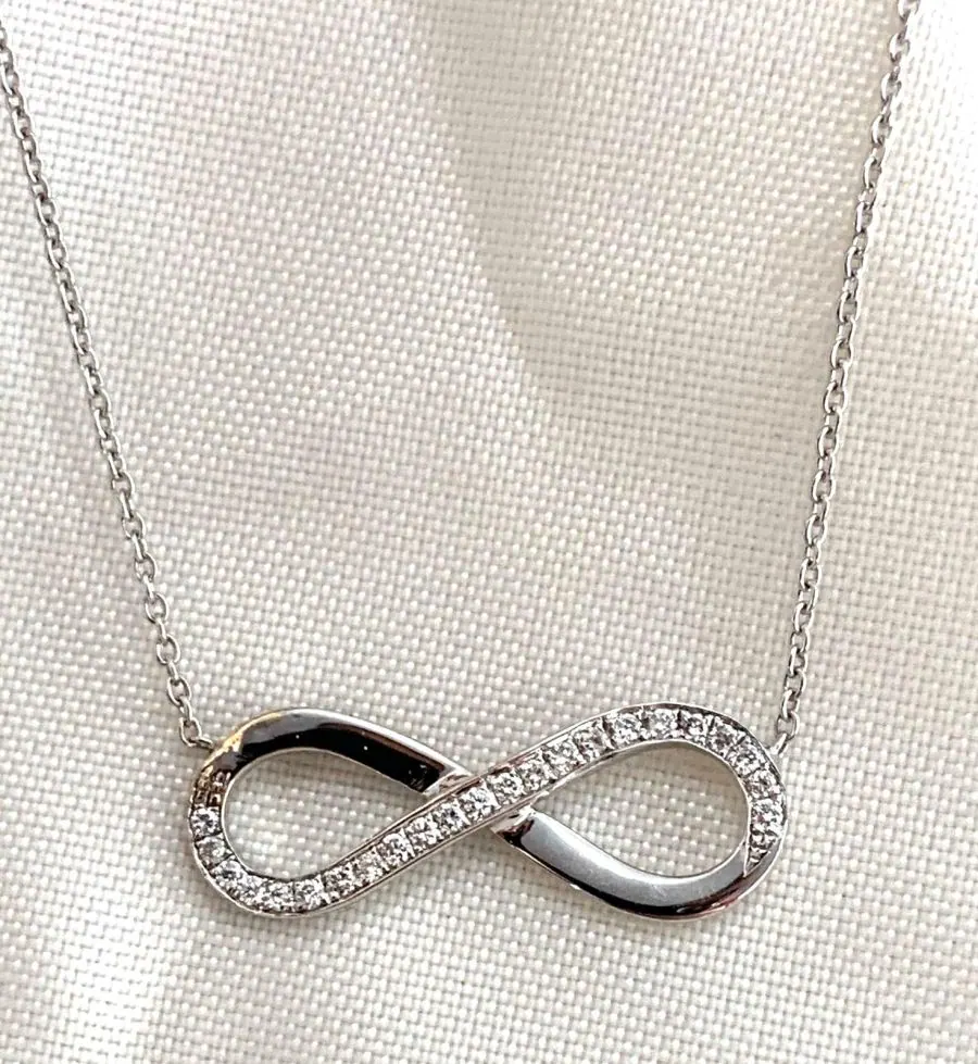 18K W/Gold Diamond Infinity Necklace