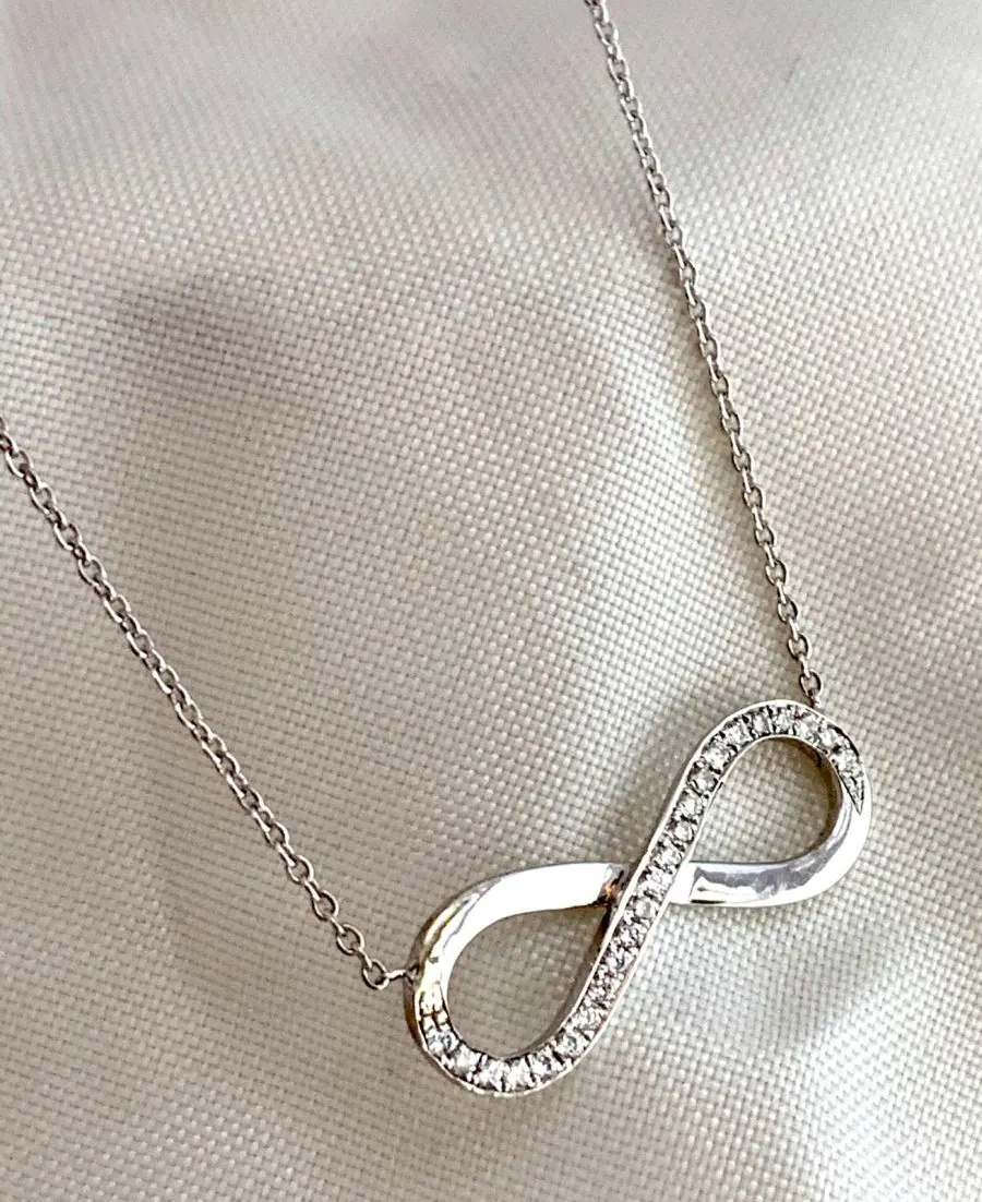 18K W/Gold Diamond Infinity Necklace view 2