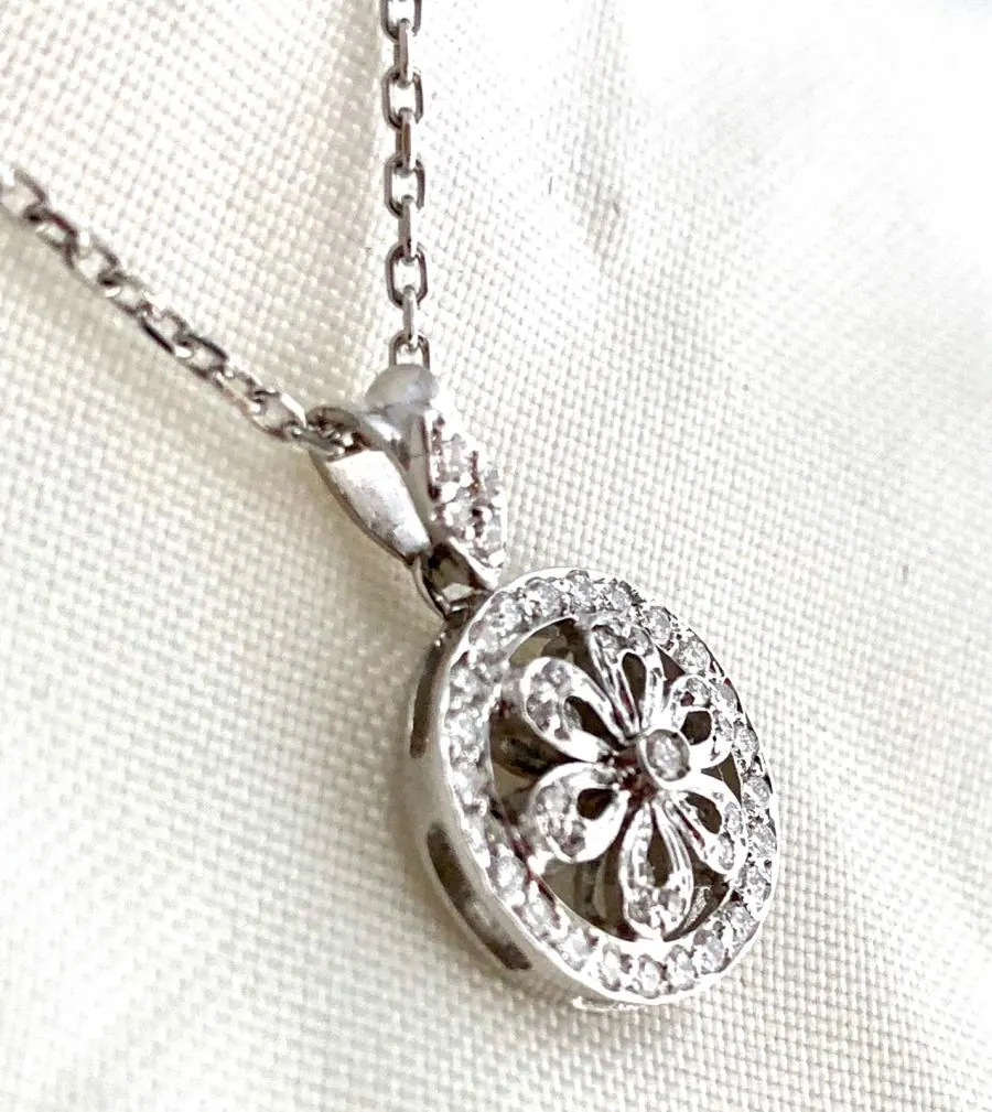 18K White Gold Diamond Pendant view 2