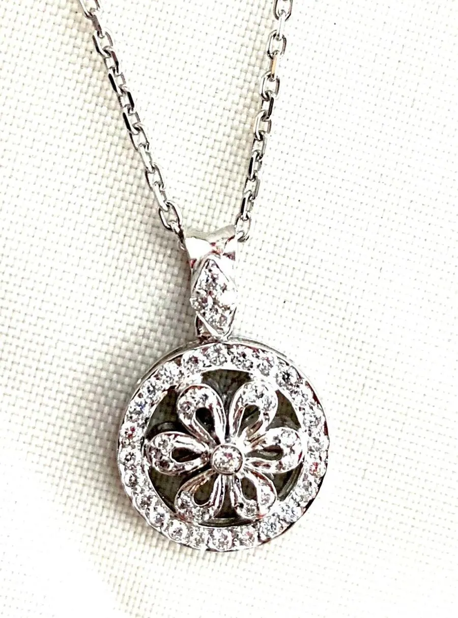 18K White Gold Diamond Pendant view 3