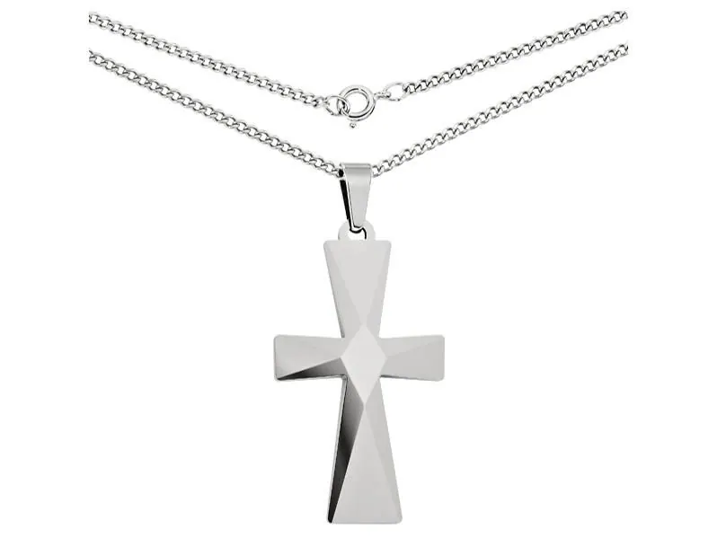 Tungsten Steel Gent's Cross Pendant