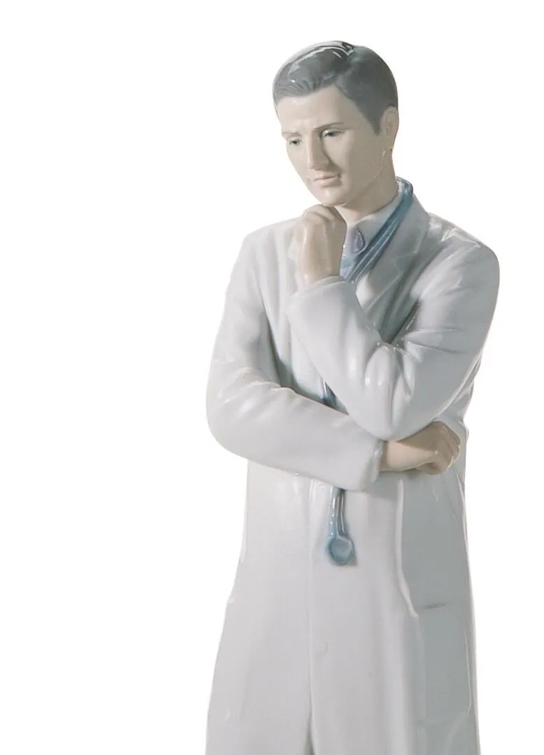 Lladró Male Doctor Figurine.
$390
Glossy porcelain doctor figurine with a stethoscope hanging from his neck and a white coat with blue trousers.
SKU 01008188 view 2