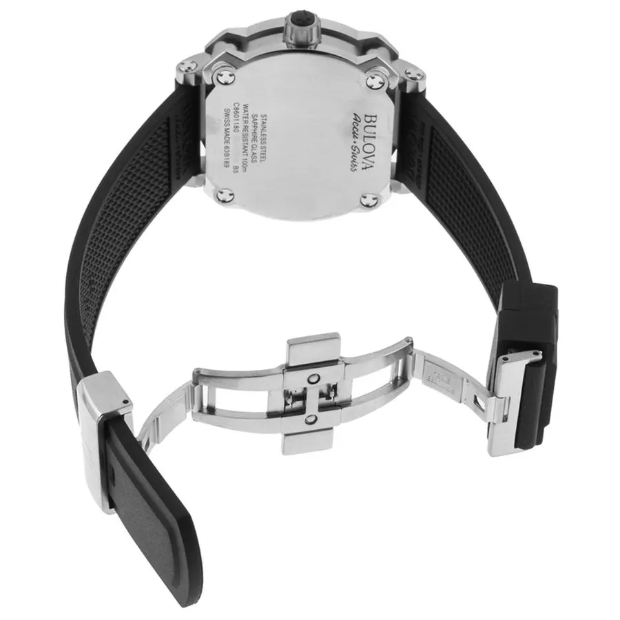 Bulova Accu*Swiss, Gent’s Automatic Watch with Manchester United Crest and Date Display on a Rubber Band, PERCHERON COLLECTION view 2