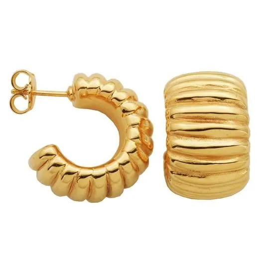 Sterling Silver Electroform Earrings, approximate 20x12mm with Post Back, 18K Yellow Gold Finish view 2