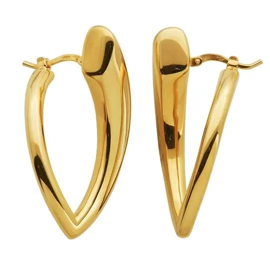 Sterling Silver Electroform Earrings, approximate 37x20mm, 18K Yellow Gold Finish