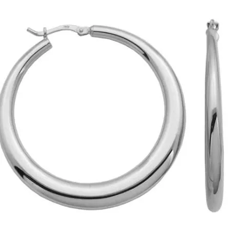 Sterling Silver Electroform Graduated Hoops, approximate 45mm, Rhodium Finish