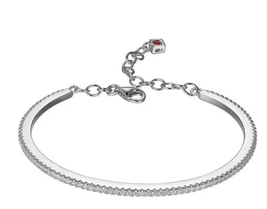 ELLE SS RHOD PLTD BANGle  3A CZ RD INSIDE 55X45MM