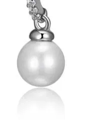 ELLE STERLING SILVER POST EARRINGS WITH FRESHWATER PEARLS AND CZ, RHODIUM PLATING view 2