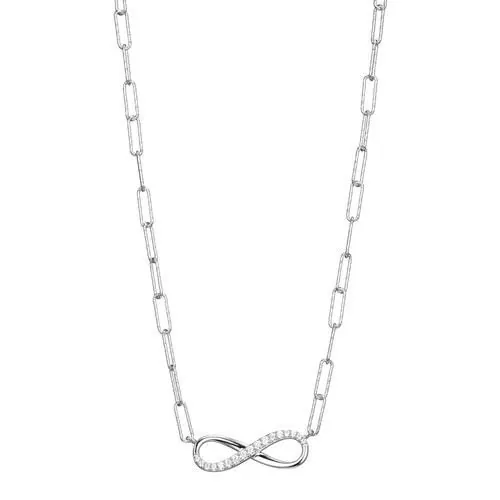 Sterling Silver Necklace made with Diamond Cut Paperclip Chain (3mm) and Reversible CZ Infinity (24x8mm) in Center, Measures 17″ Long, Plus 2″ Extender for Adjustable Length, Rhodium Finish view 2