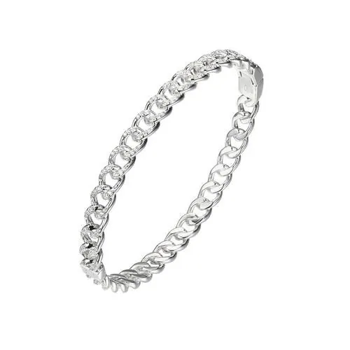 Sterling Silver Hinged Bangle with CZ, Rhodium Finish
