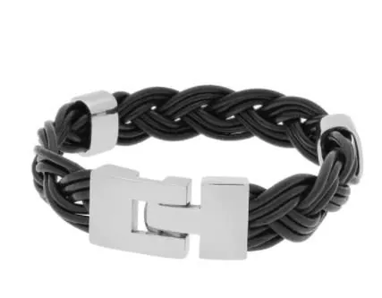 316L Stainless Steel and Brown Leather Bracelet