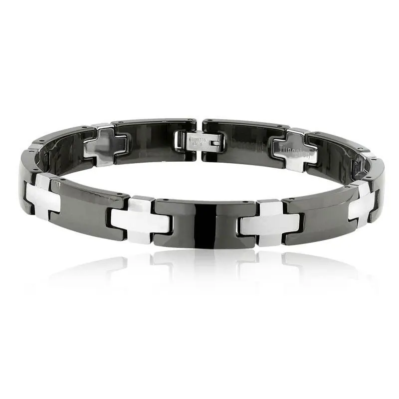 Tungsten & Ceramic Link Bracelet Bracelet. 9.25″