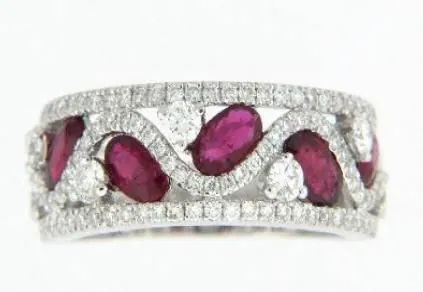 18K White Gold Diamond & Ruby Ring