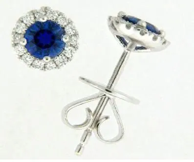 18K White gold dia,ond & Sapphire Stud Earrings