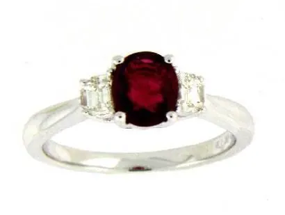 18K White Gold Ruby & Diamond Ring