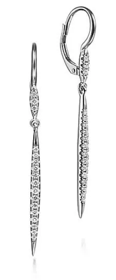 Gabriel & Co.14K White Gold Long Tapered Diamond Drop Earrings.