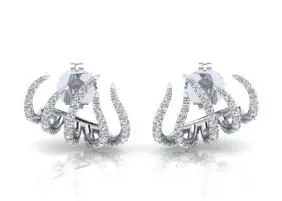 GABRIAL & CO 14K White Gold Diamond Tendril Stud Earrings