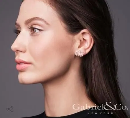 GABRIAL & CO 14K White Gold Diamond Tendril Stud Earrings view 2