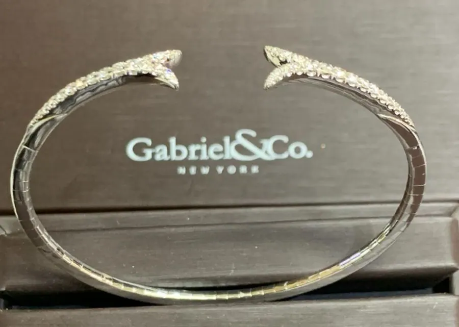 Gabrial  & Co. 14K White Gold Split Diamond Bangle view 2