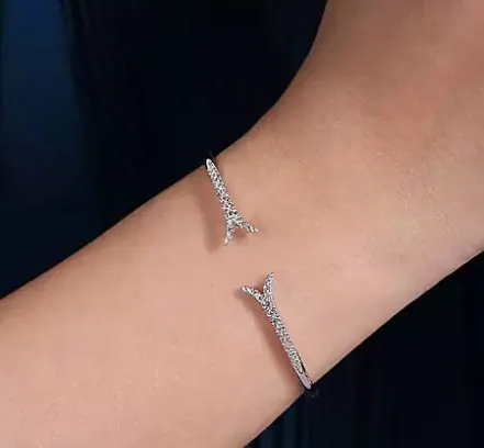 Gabrial  & Co. 14K White Gold Split Diamond Bangle view 3