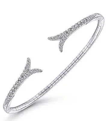 Gabrial  & Co. 14K White Gold Split Diamond Bangle view 4