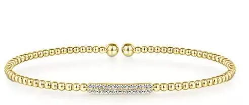Gabrial  & Co. 14K Yellow Gold Bujukan Bead Cuff Bracelet with Diamonds