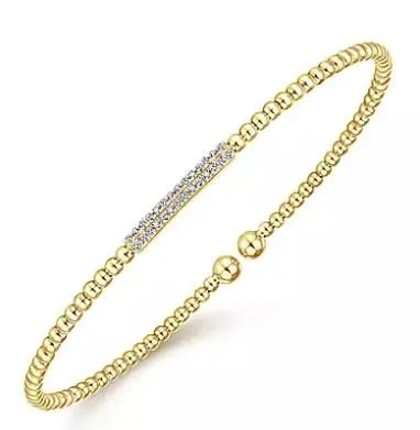 Gabrial  & Co. 14K Yellow Gold Bujukan Bead Cuff Bracelet with Diamonds view 2