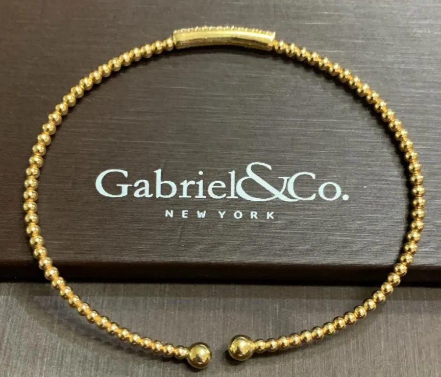 Gabrial  & Co. 14K Yellow Gold Bujukan Bead Cuff Bracelet with Diamonds view 3