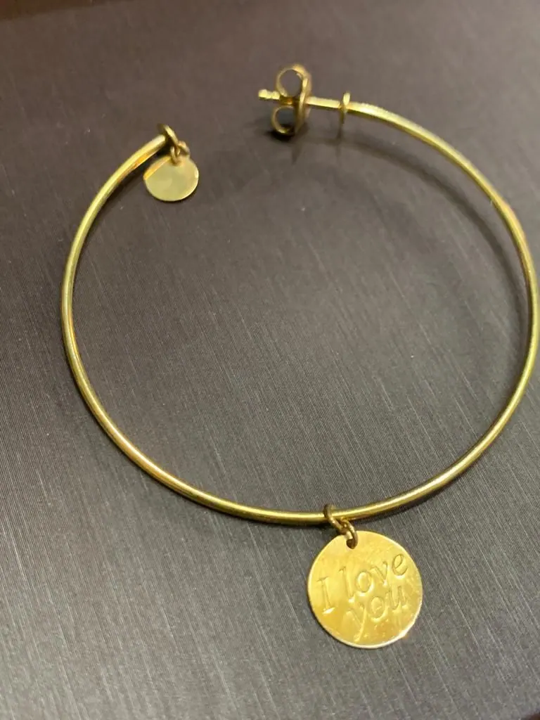Roberto Coin 18K Yellow Gold I Love You Hoop Disc Earrings. view 3