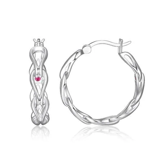 Sterling Silver 25mm Link Hoop, Snap Bar, Rhodium Plated