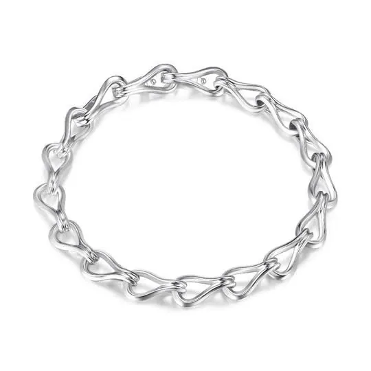 Sterling Silver Link Bracelet, Measures 6.5″ Long, Plus 1″ Removeable Link, Rhodium Plated