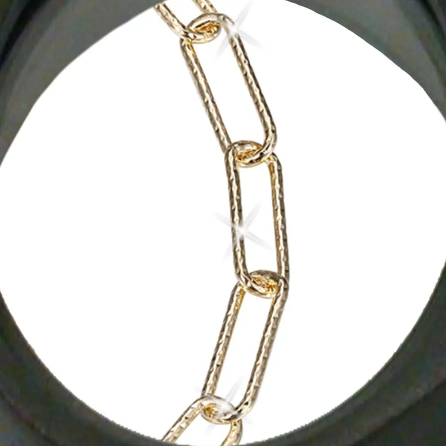 Sterling Silver Necklace made with Paperclip Chain (3mm) and Sideway CZ Cross, Measures 17″ Long, Plus 2″ Extender for Adjustable Length, 18K Yellow Gold and Rhodium Finish view 2