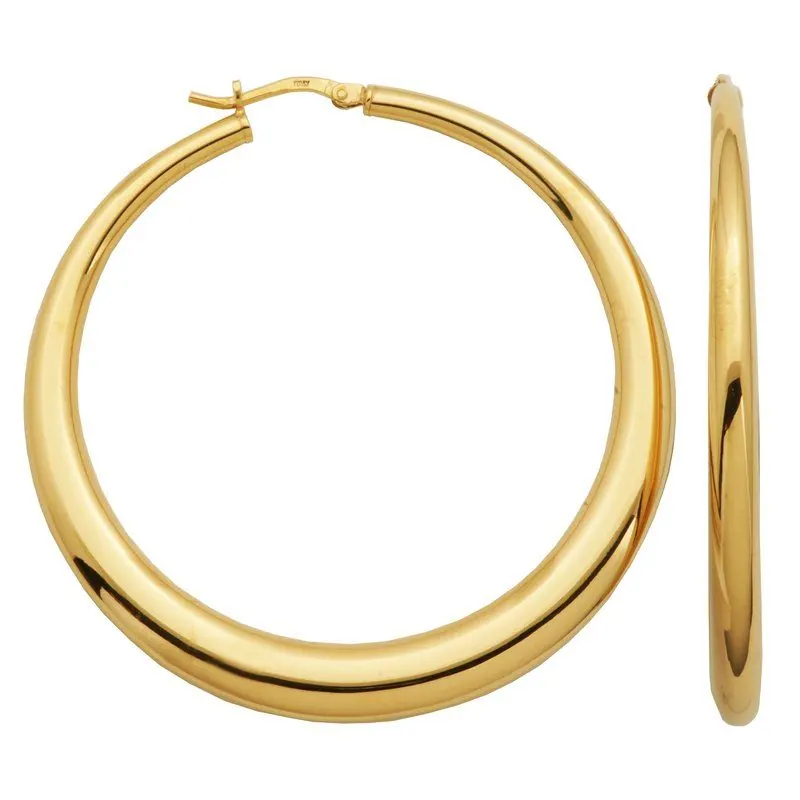 Sterling Silver Electroform Graduated Hoops, approximate 55mm, 18K Yellow Gold Finish