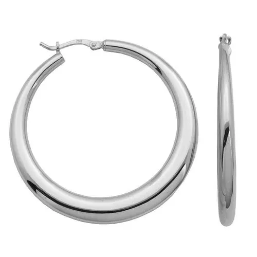 Sterling Silver Electroform Graduated Hoops, approximate 45mm, Rhodium Finish