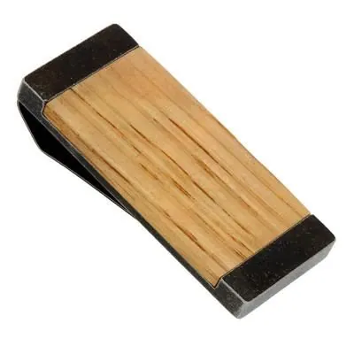 Wrought Iron finished 316L Stainless Steel Money Clip with American Oak Bourbon Barrel Stave Inlay