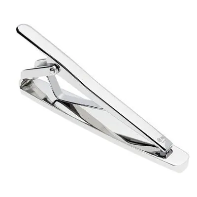 316L Stainless Steel Tie Bar with Mother of Pearl Inlay and Created Sapphire view 2
