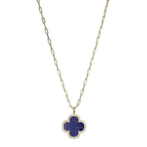 Charles Garnier Sterling Silver Necklace with Lapis Lazuli & CZs