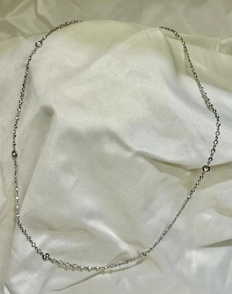 18 K white gold Oro Trend Italian diamond bezel set Chain