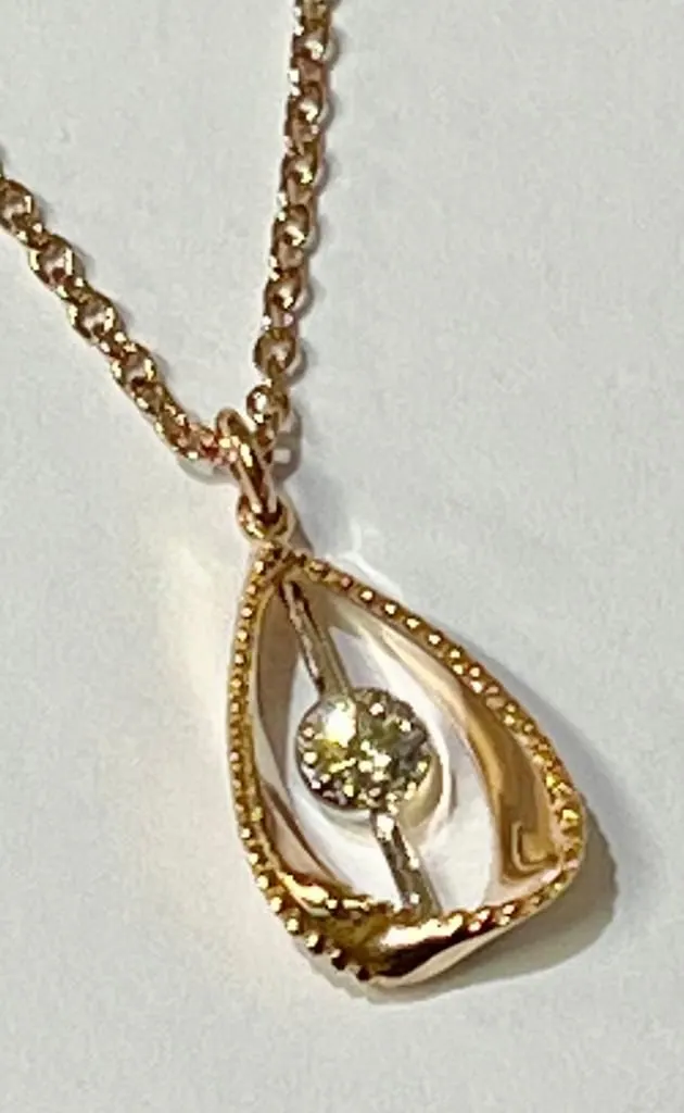 18W Rose Gold Italian Oro Trend Diamond Pendant on a 16-17 inches long 18 K Rose gold Chain with a Lobster Clasp view 2